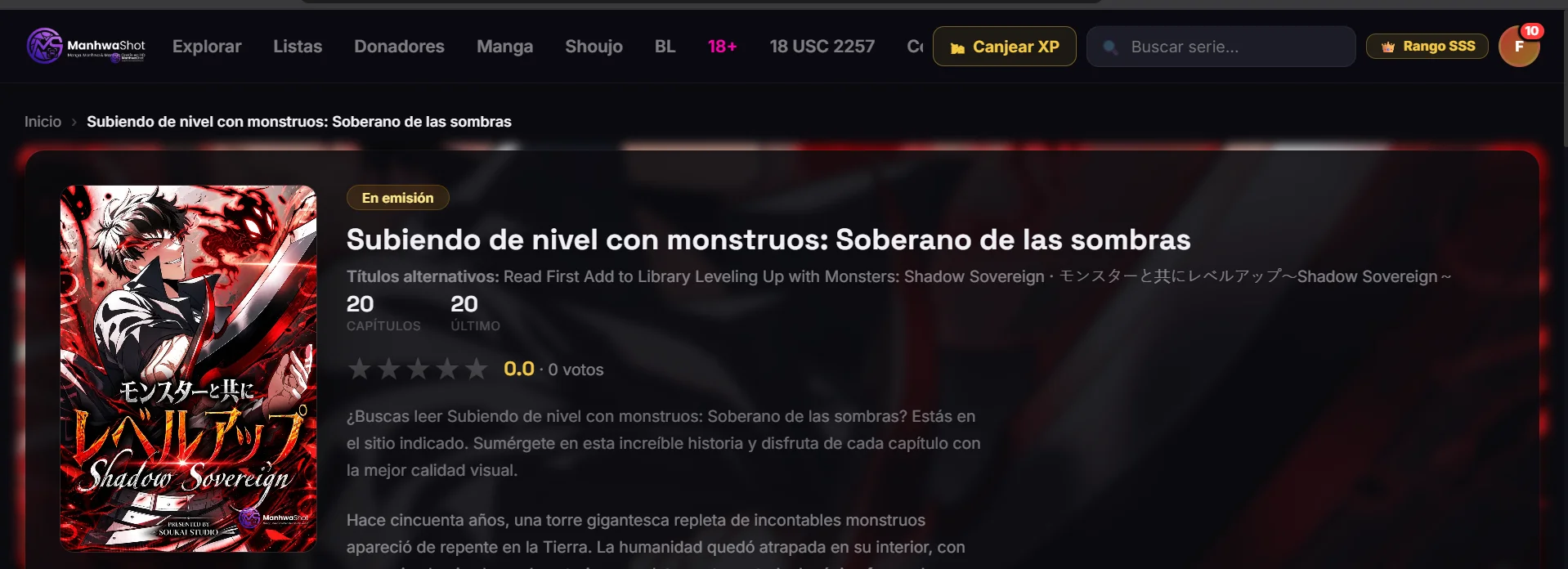 Subiendo de nivel con monstruos: Soberano de las sombras Capítulo 1 - página 1