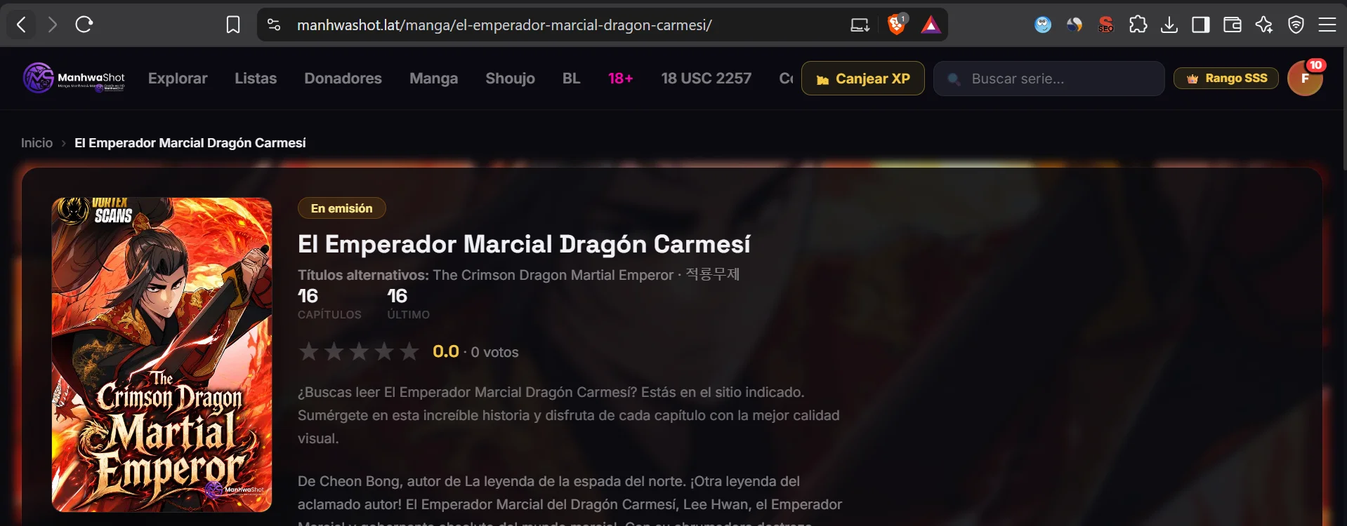 el Emperador Marcial Dragón Carmesí Capítulo 1 - página 1