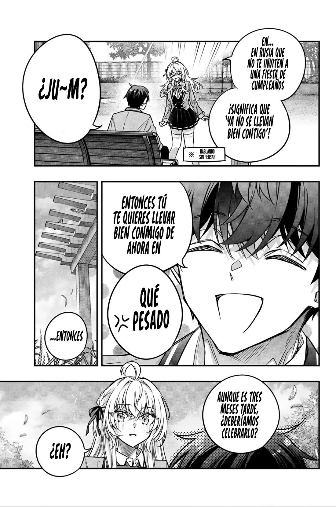 Alya-san, quien se sienta a mi lado, a veces susurra cosas dulces en ruso. Capítulo 84 - página 19