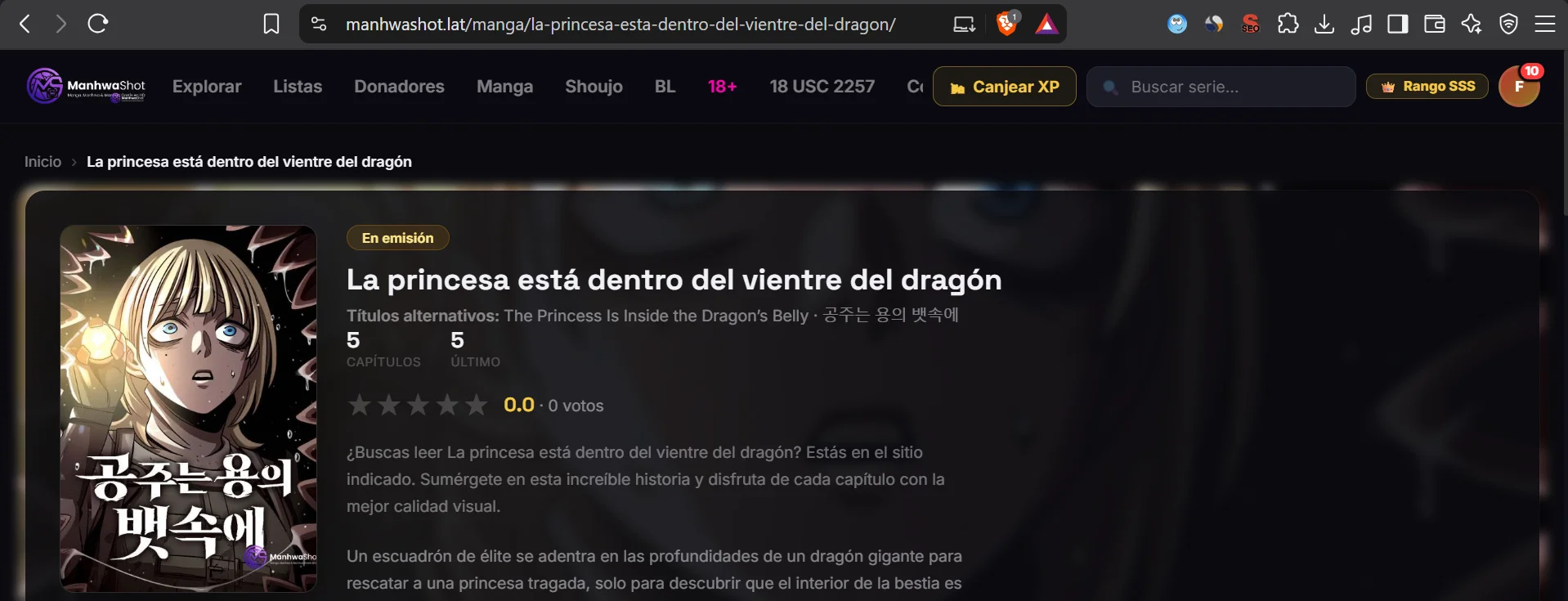 la princesa está dentro del vientre del dragón Capítulo 1 - página 1
