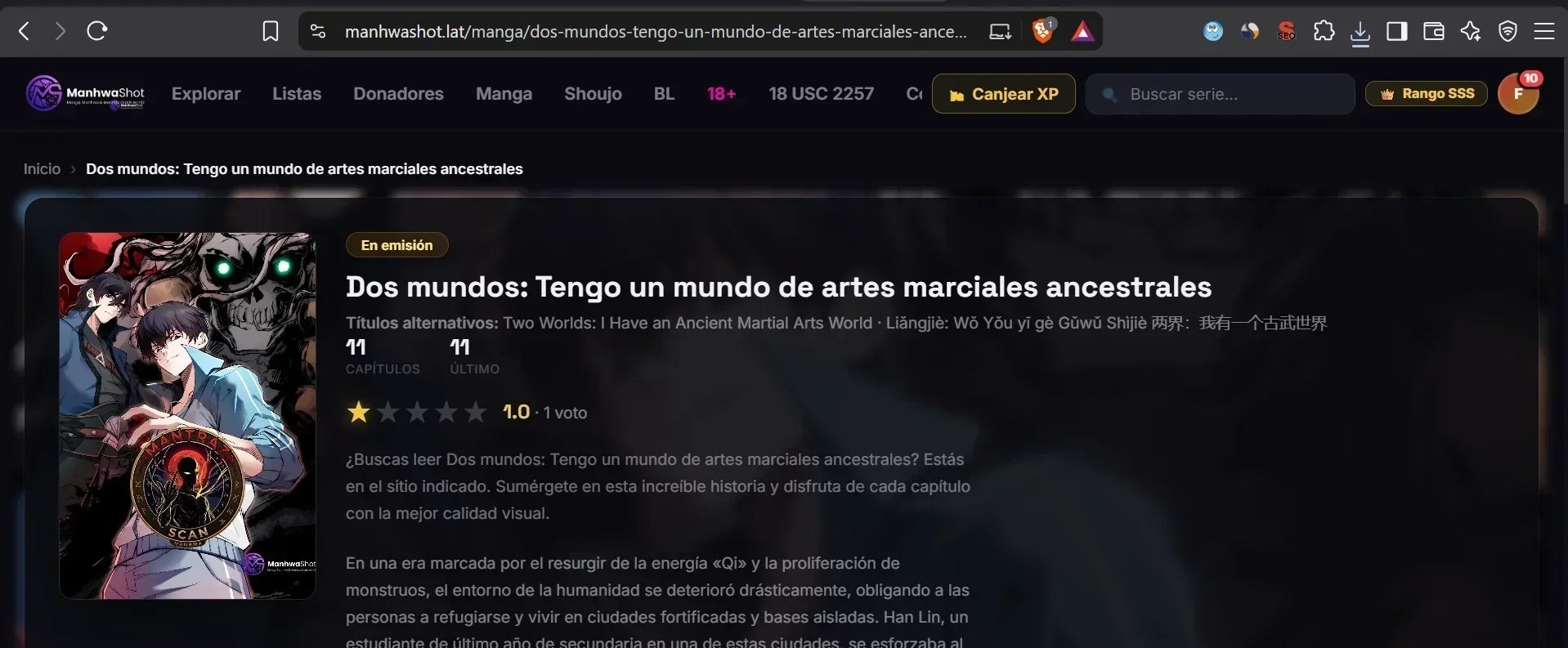 Dos mundos: Tengo un mundo de artes marciales ancestrales Capítulo 6 - página 1