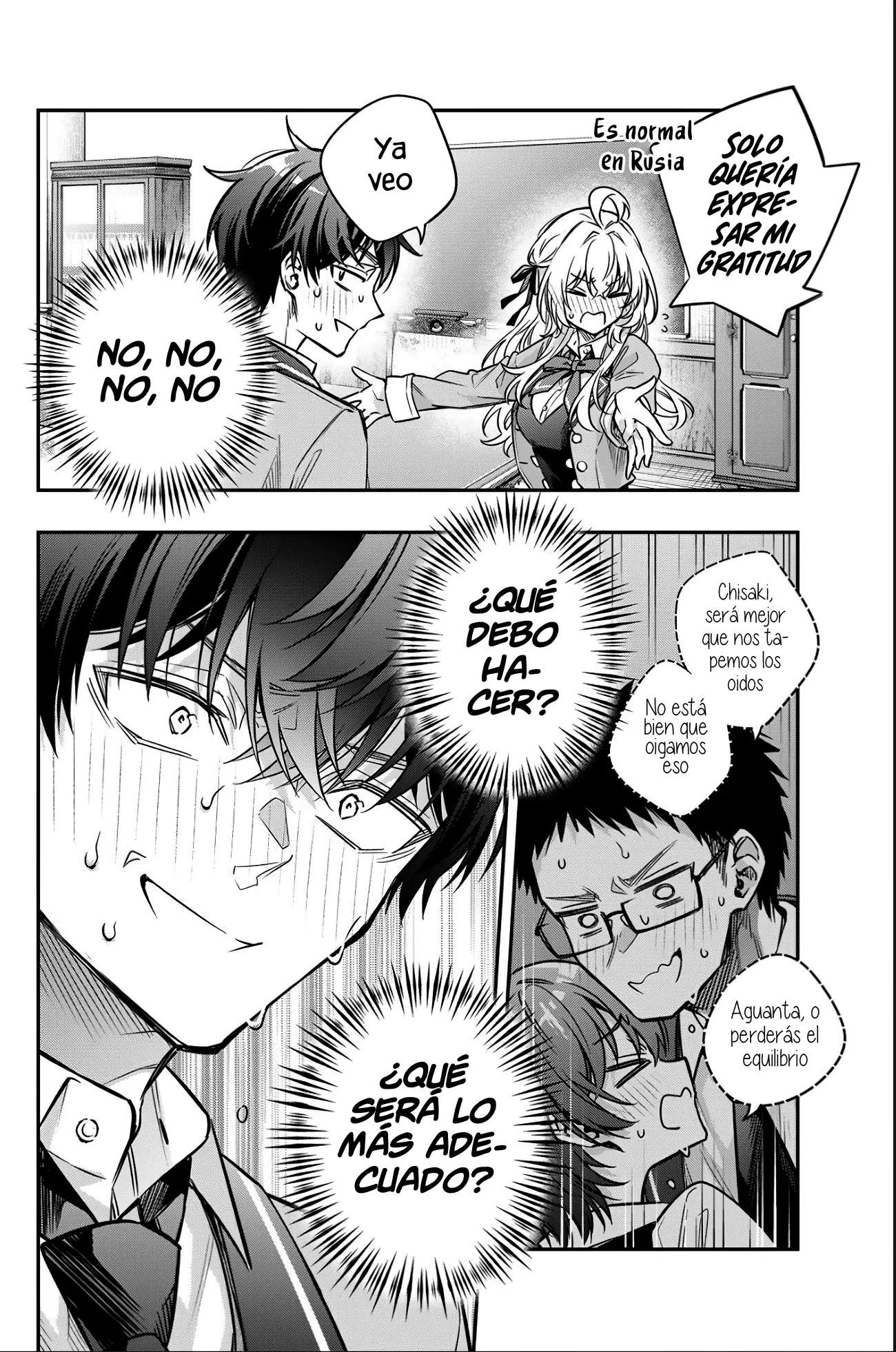 Alya-san, quien se sienta a mi lado, a veces susurra cosas dulces en ruso. Capítulo 71 - página 18