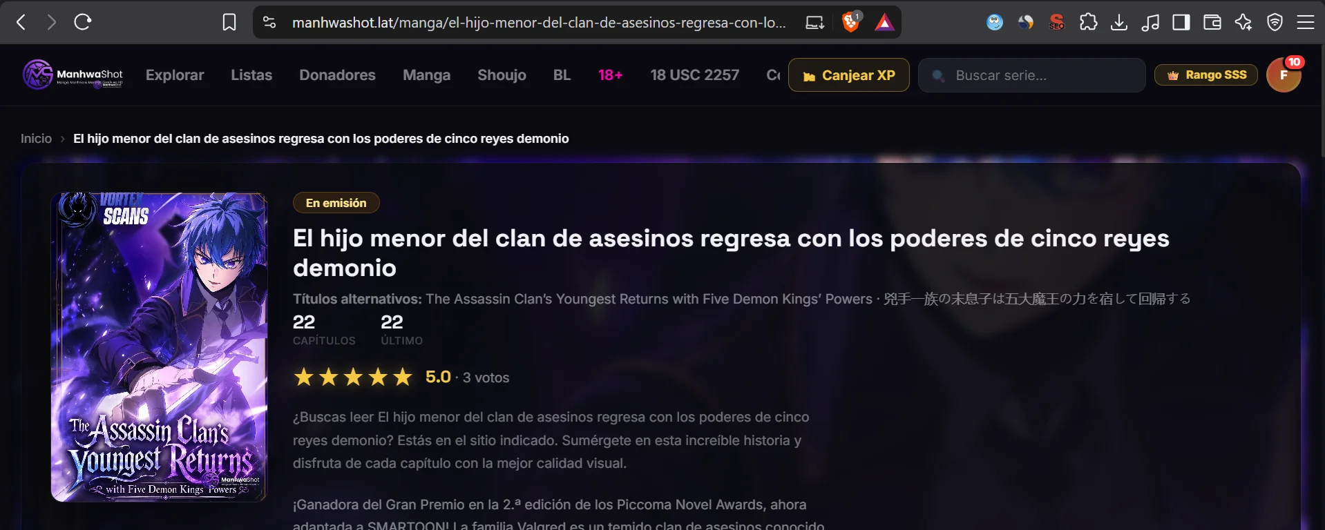 El hijo menor del clan de asesinos regresa con los poderes de cinco reyes demonio Capítulo 10 - página 2