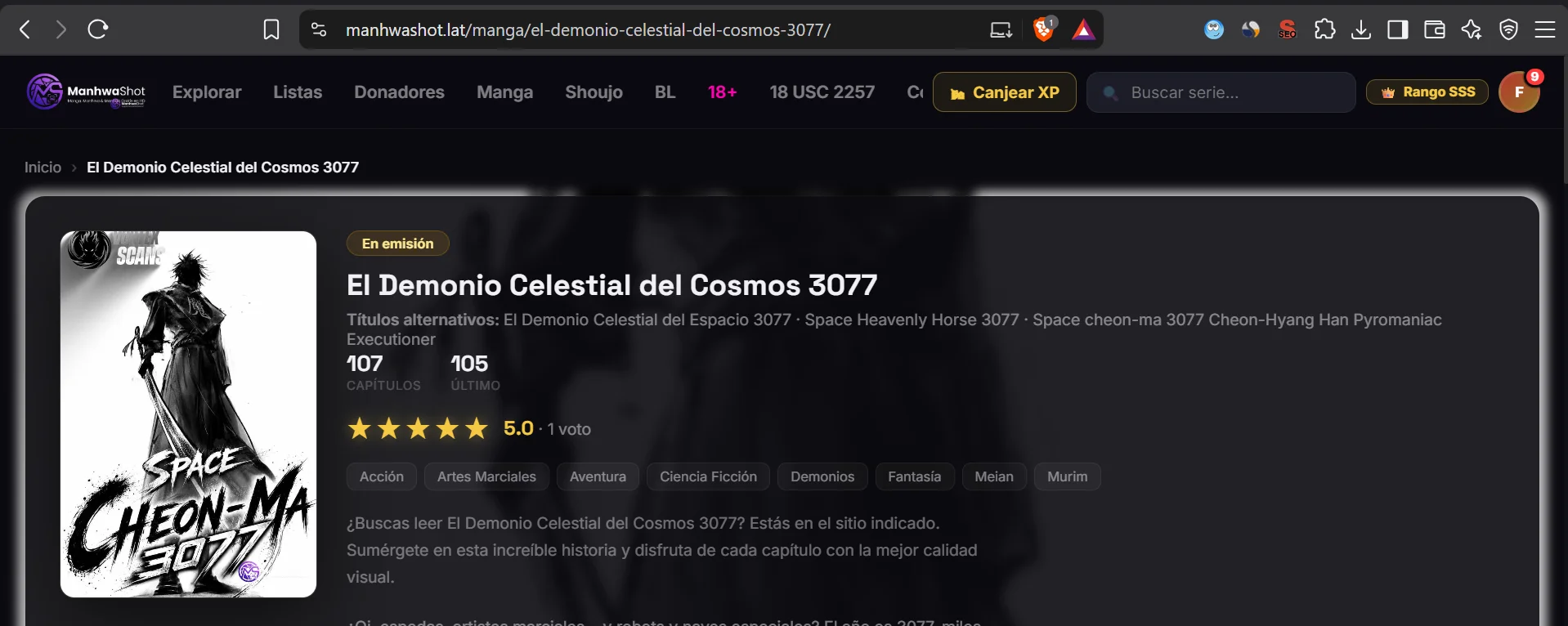 El Demonio Celestial Del Espacio 3077 Capítulo 98 - página 1