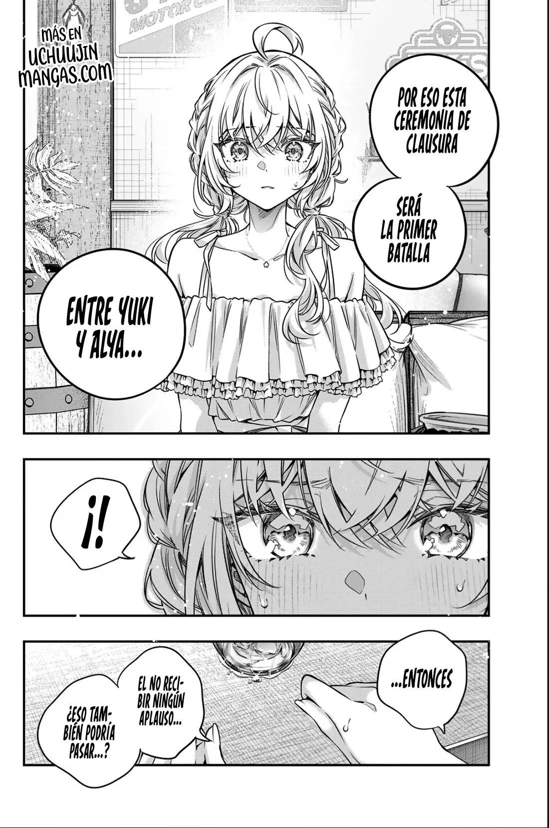 Alya-san, quien se sienta a mi lado, a veces susurra cosas dulces en ruso. Capítulo 87 - página 14