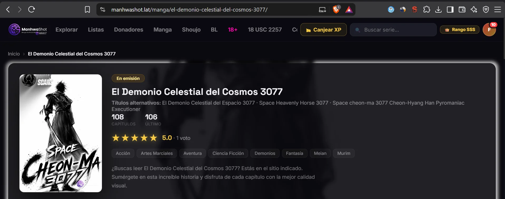El Demonio Celestial Del Espacio 3077 Capítulo 102 - página 1