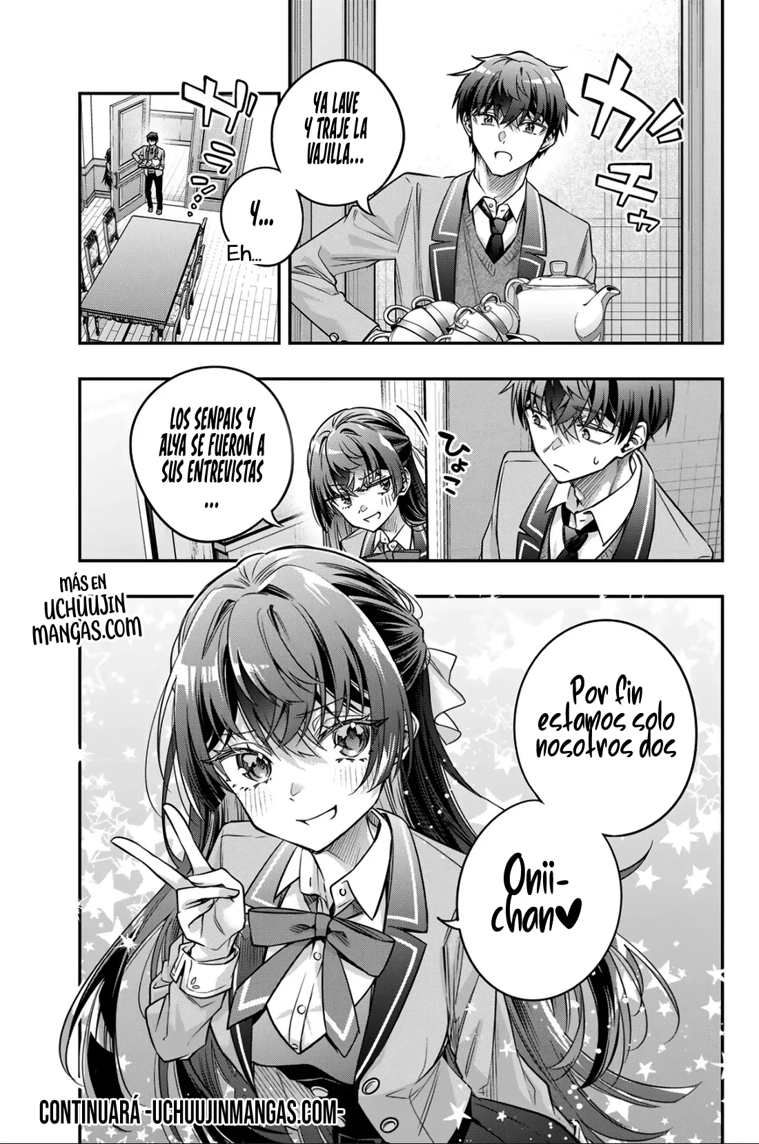 Alya-san, quien se sienta a mi lado, a veces susurra cosas dulces en ruso. Capítulo 90 - página 17