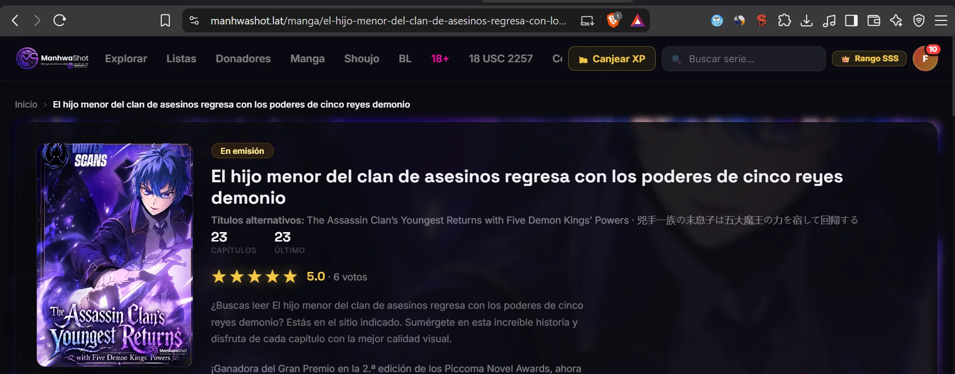 El hijo menor del clan de asesinos regresa con los poderes de cinco reyes demonio Capítulo 11 - página 1