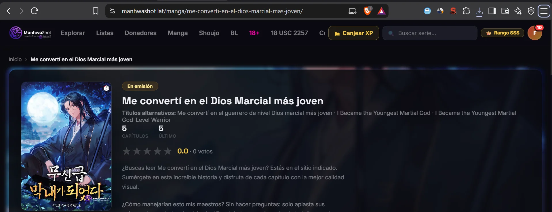 Me convertí en el Dios Marcial más joven Capítulo 1 - página 1