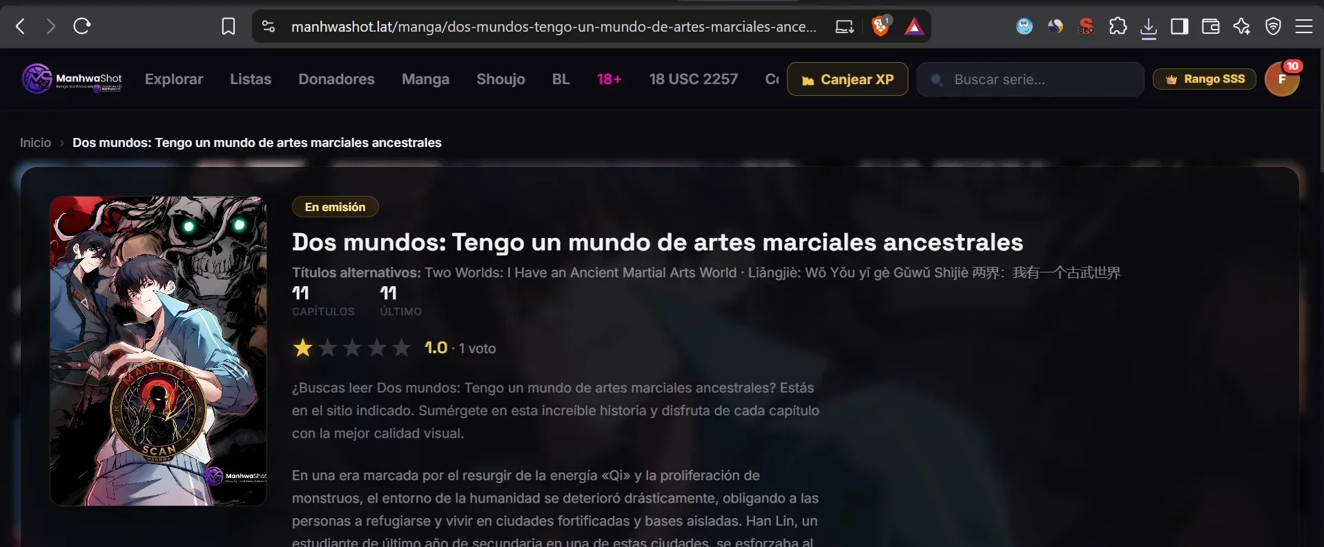 Dos mundos: Tengo un mundo de artes marciales ancestrales Capítulo 4 - página 1
